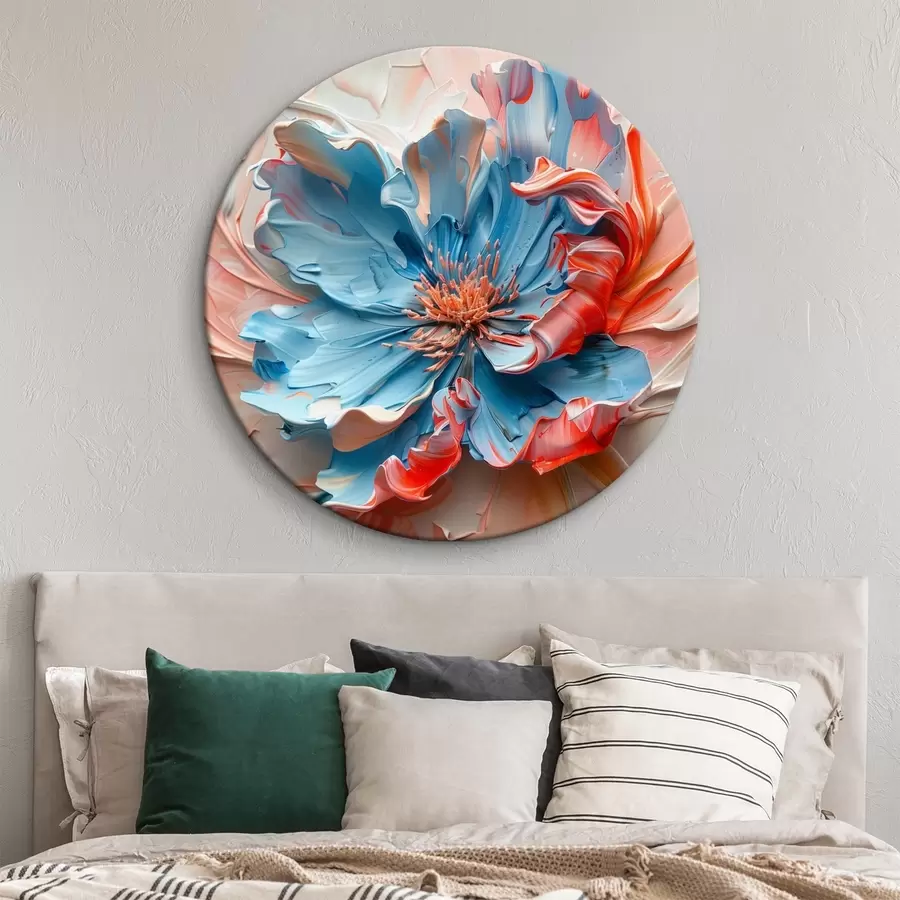 Wandbilder Zaubermohn mit voluminösen Blütenblättern in Pfirsich- und Blautönen r40992