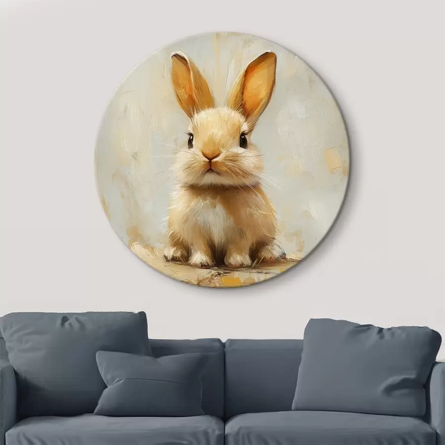 Wandbilder Ein beiger Hase auf hellem Hintergrund mit kräftigen Pinselstrichen r41000