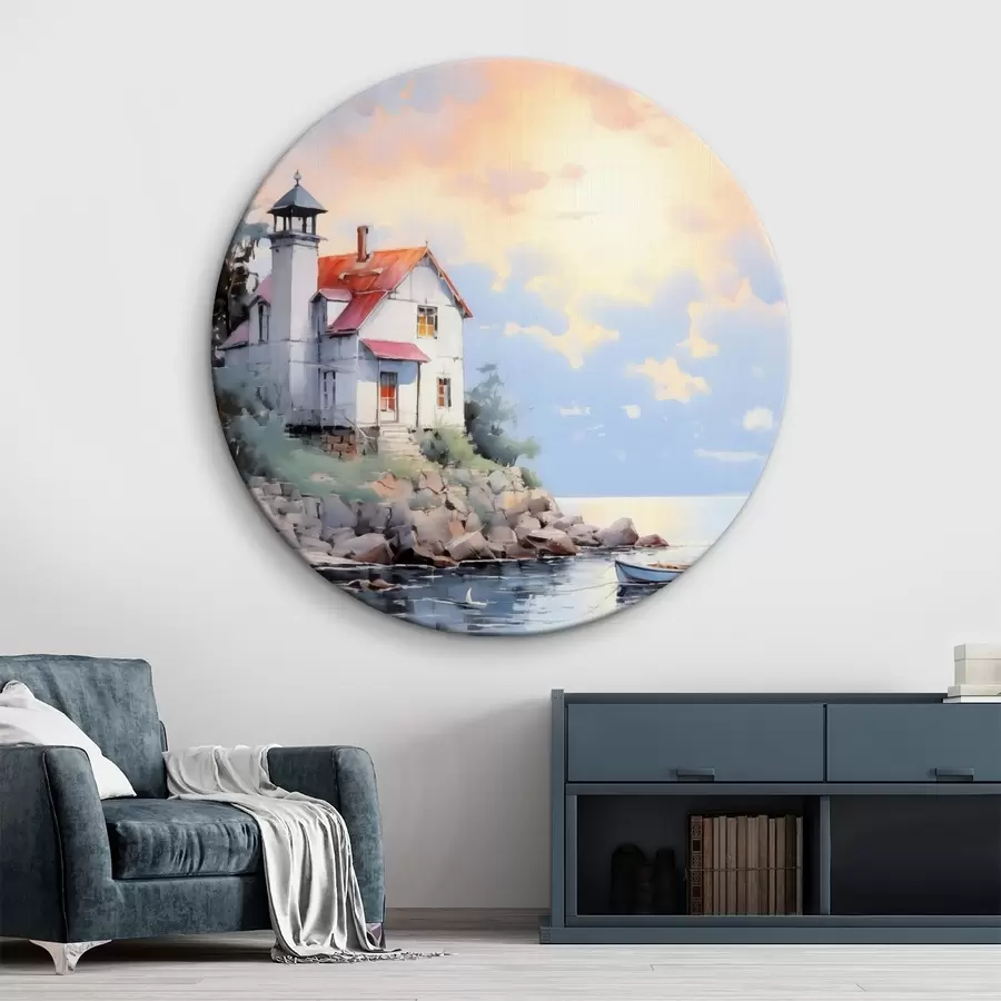 Wandbilder Strandhaus am Meer bei Sonnenuntergang r41010