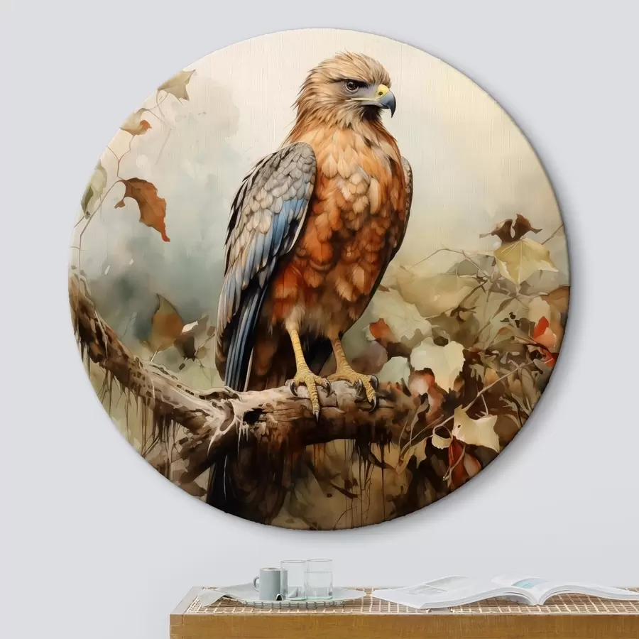 Wandbilder Falke auf einem Ast sitzend Aquarell r41021