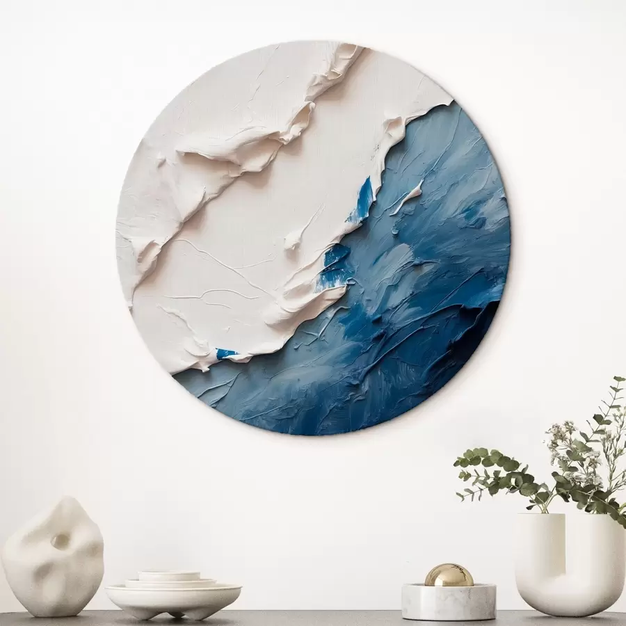 Wandbilder Abstraktion mit weißen und blauen Ölfarben r41025