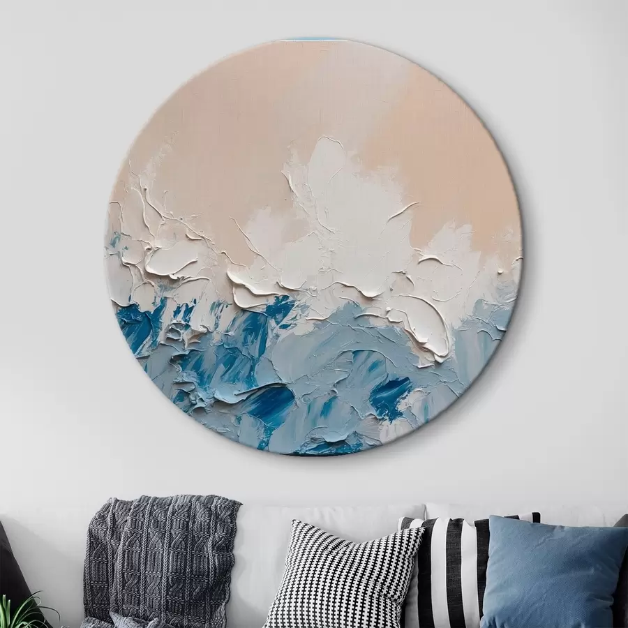 Wandbilder Abstraktion mit weißen, blauen und blauen Ölfarben r41027