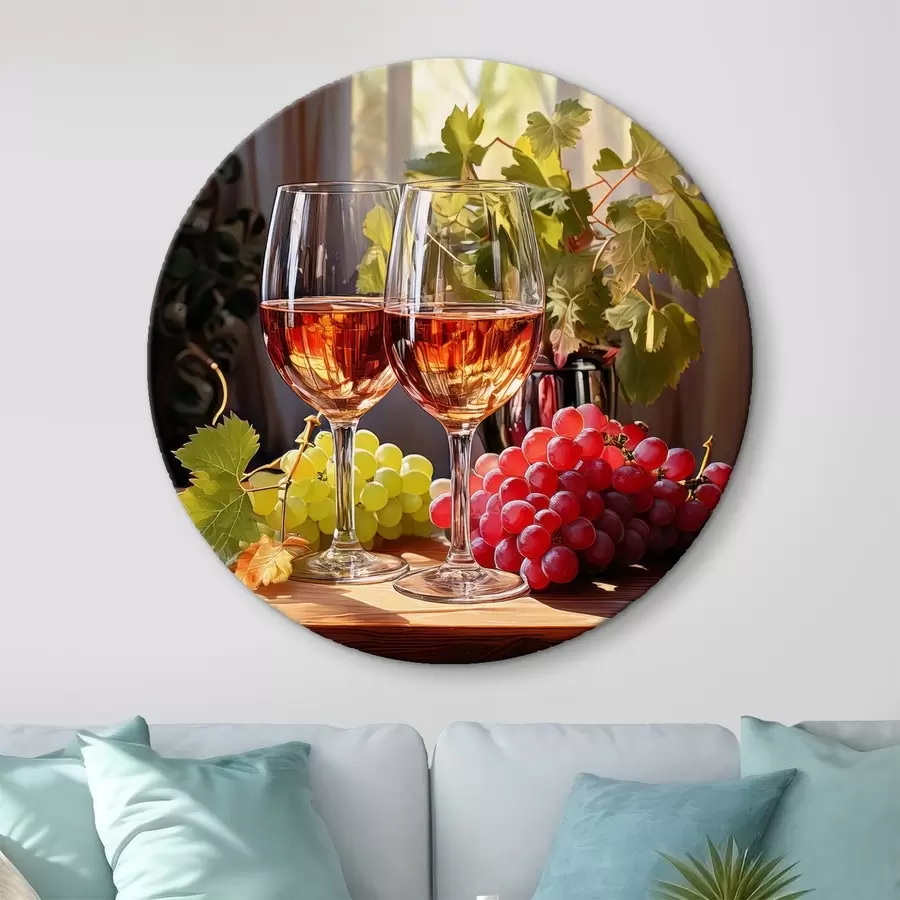 Wandbilder gläser mit Wein und Trauben, Stillleben r41105