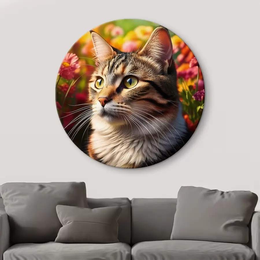 Wandbilder große Katze, Katzenporträt, Katze und Blumen r41106