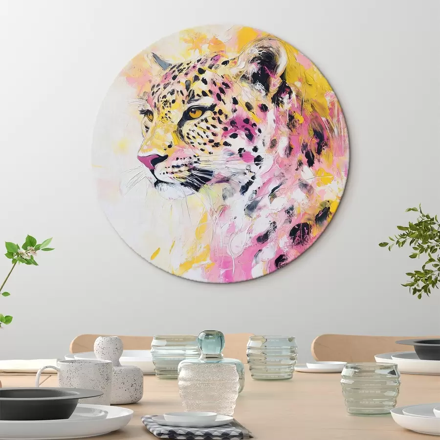 Wandbilder Gelber und rosa Leopard r41156