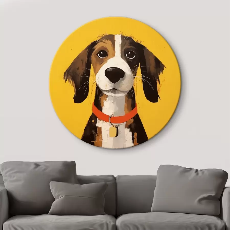 Wandbilder Porträt eines Hundes auf gelbem Hintergrund r41232