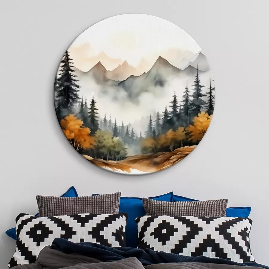 Wandbilder Wald auf dem Hintergrund von Aquarellbergen r41240