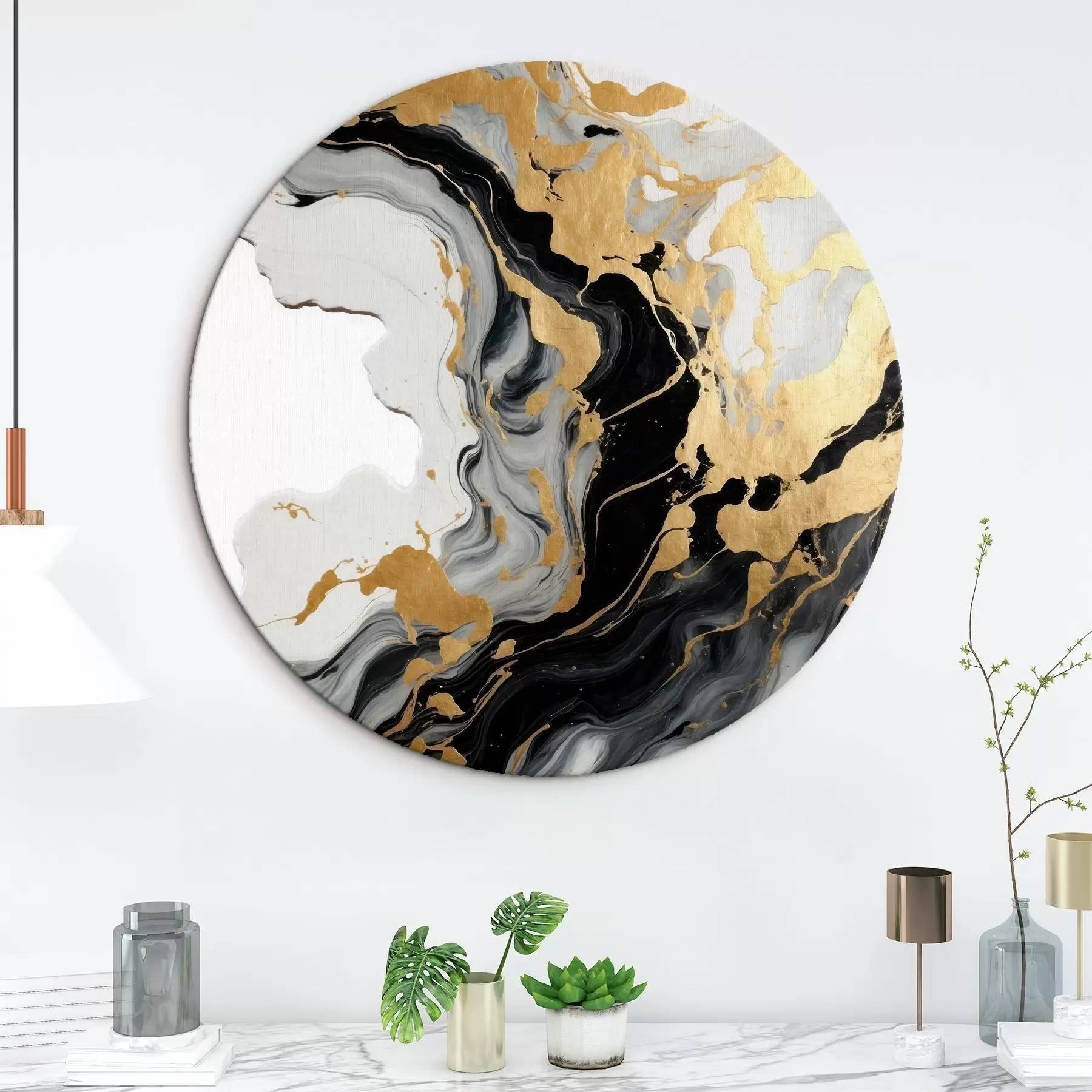 Wandbilder Abstrakte Aquarellmalerei mit schwarzen und gelben Farben r41290