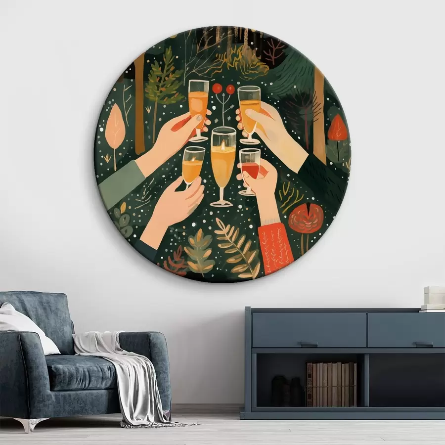 Wandbilder Feier, Sektgläser, Weihnachten, Wald, abstrakte Kunst r41368