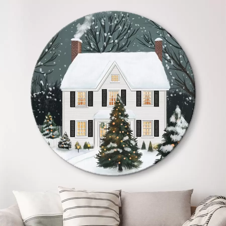 Wandbilder Winterwunderland, Haus, Kiefern, rustikal, Winterlandschaft, Wald r41370