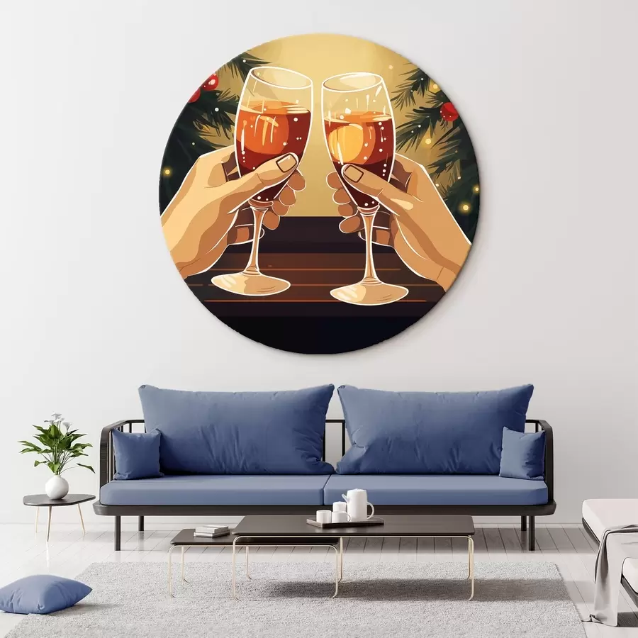 Wandbilder Champagnergläser, Feier, Neujahr, Weihnachtsbeleuchtung r41372