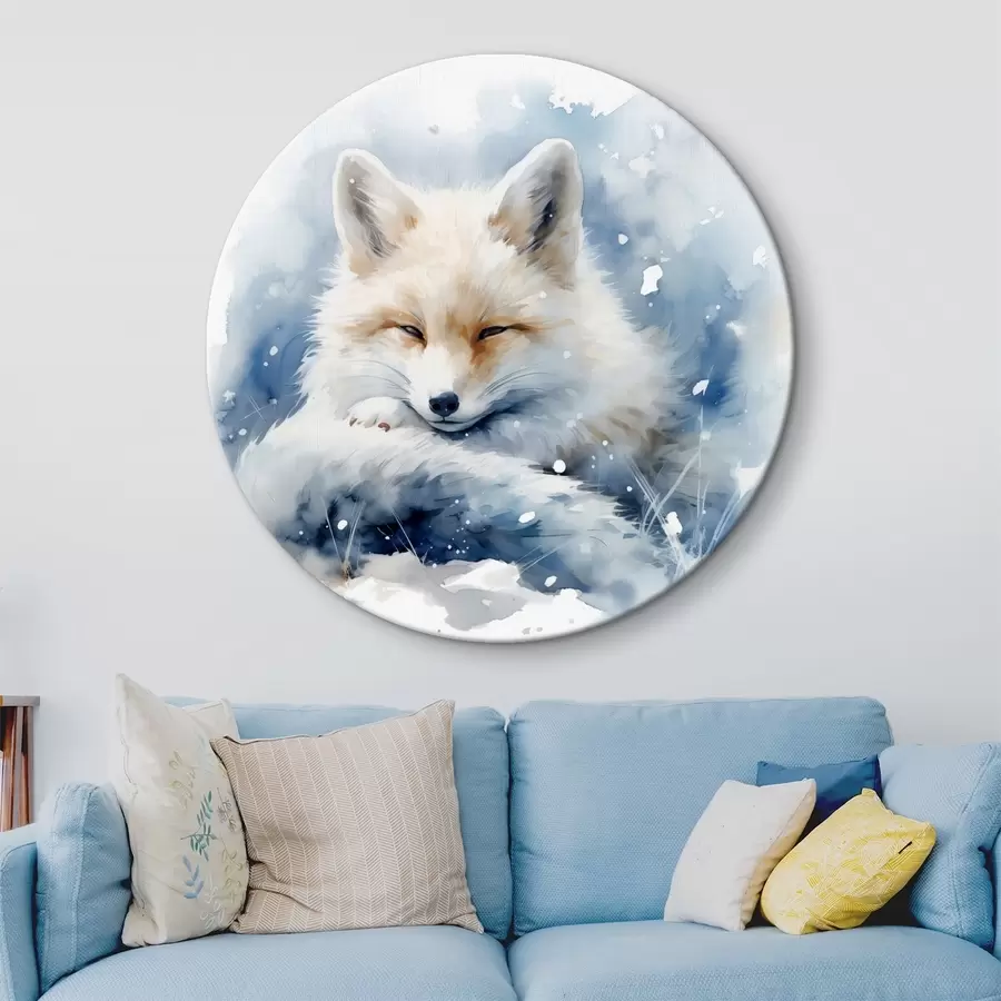 Wandbilder Fuchs im Schnee Nachahmung Aquarell Illustration r41436