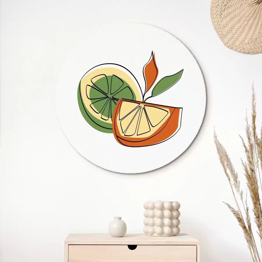 Wandbilder Zitrusfrüchte lineare Zeichnung, Abstraktion r41468