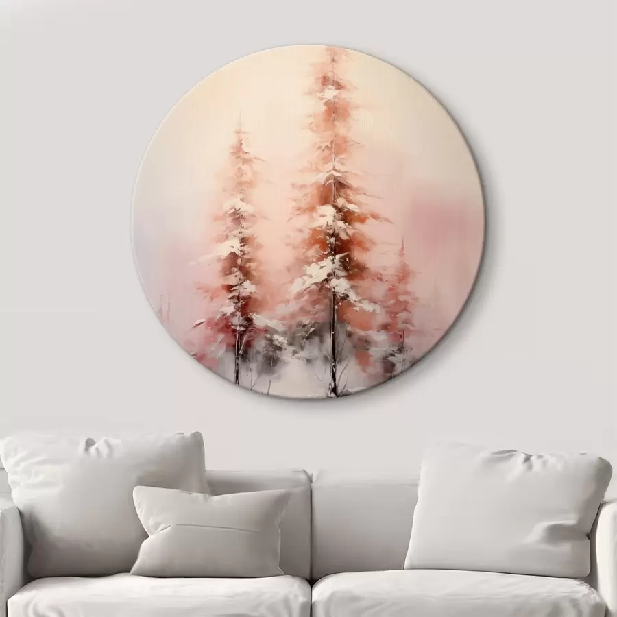 Wandbilder Wintertannen in der Morgendämmerung im Nebel r41470