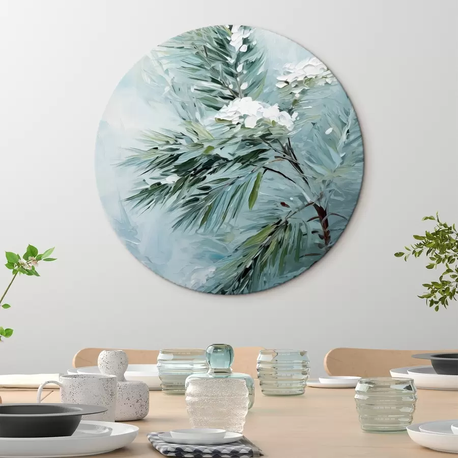 Wandbilder Fichtenzweig in einer verschneiten Imitation des Gemäldes r41474