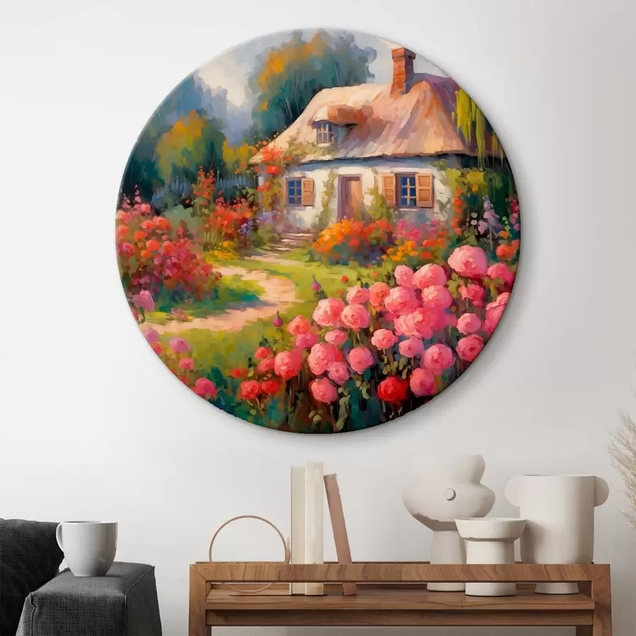 Wandbilder Ein Haus in einem Rosengarten r41491