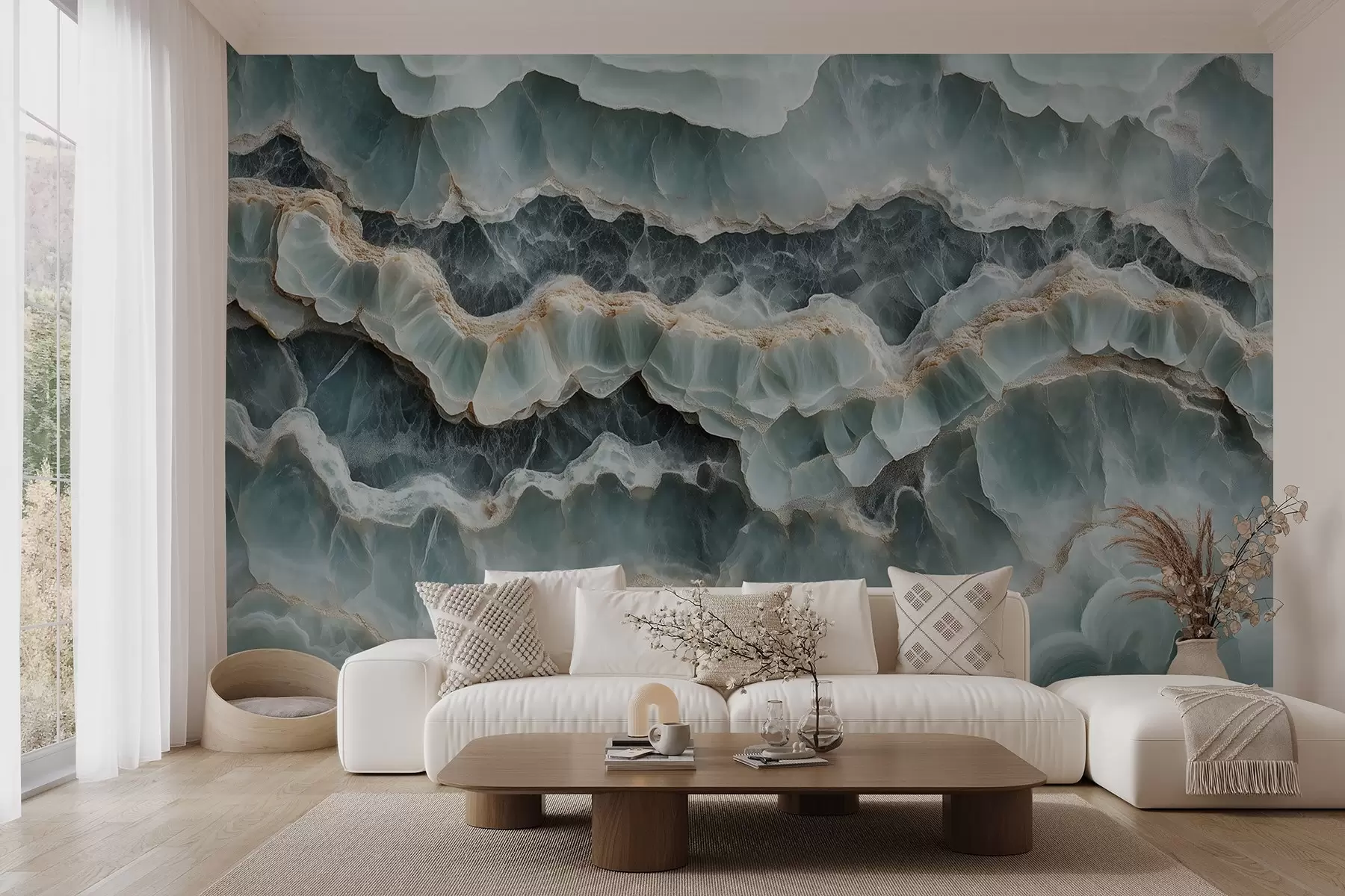 Fototapete Marmoroberfläche mit einer Imitation von gewellten Harzlinien w08561