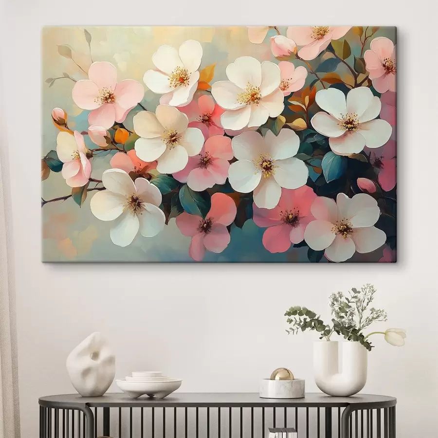 Wandbilder Weiße und rosa Blumen s42330