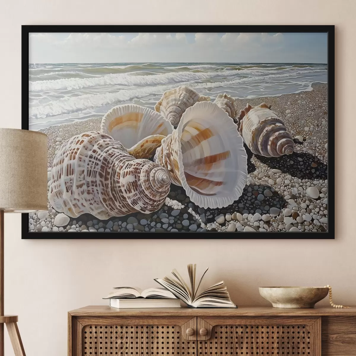 Poster Muschel am Meeresstrand f42333