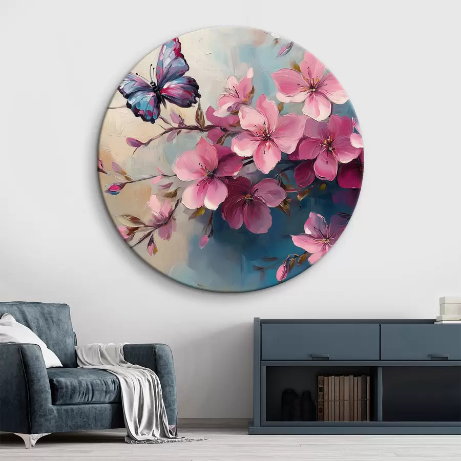 Fototapete Rosa Blumen und Schmetterling r42320