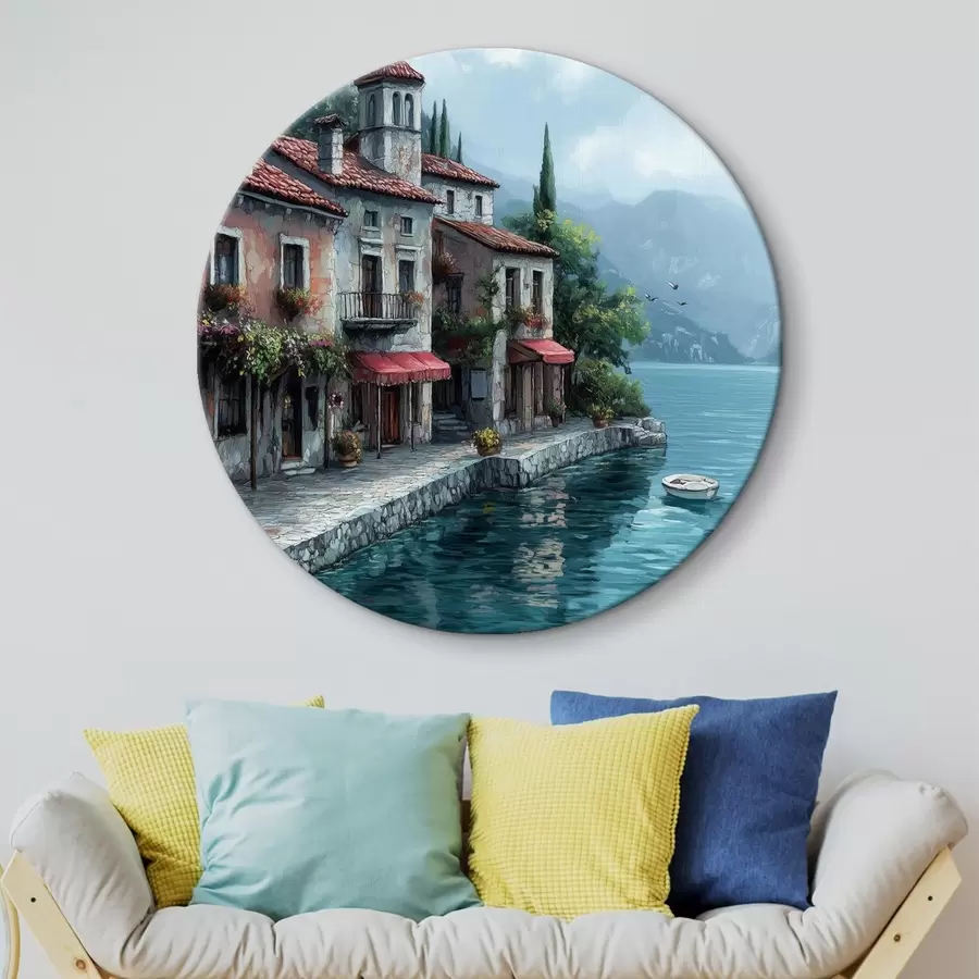 Wandbilder Haus oberhalb des Sees in den Bergen r42334