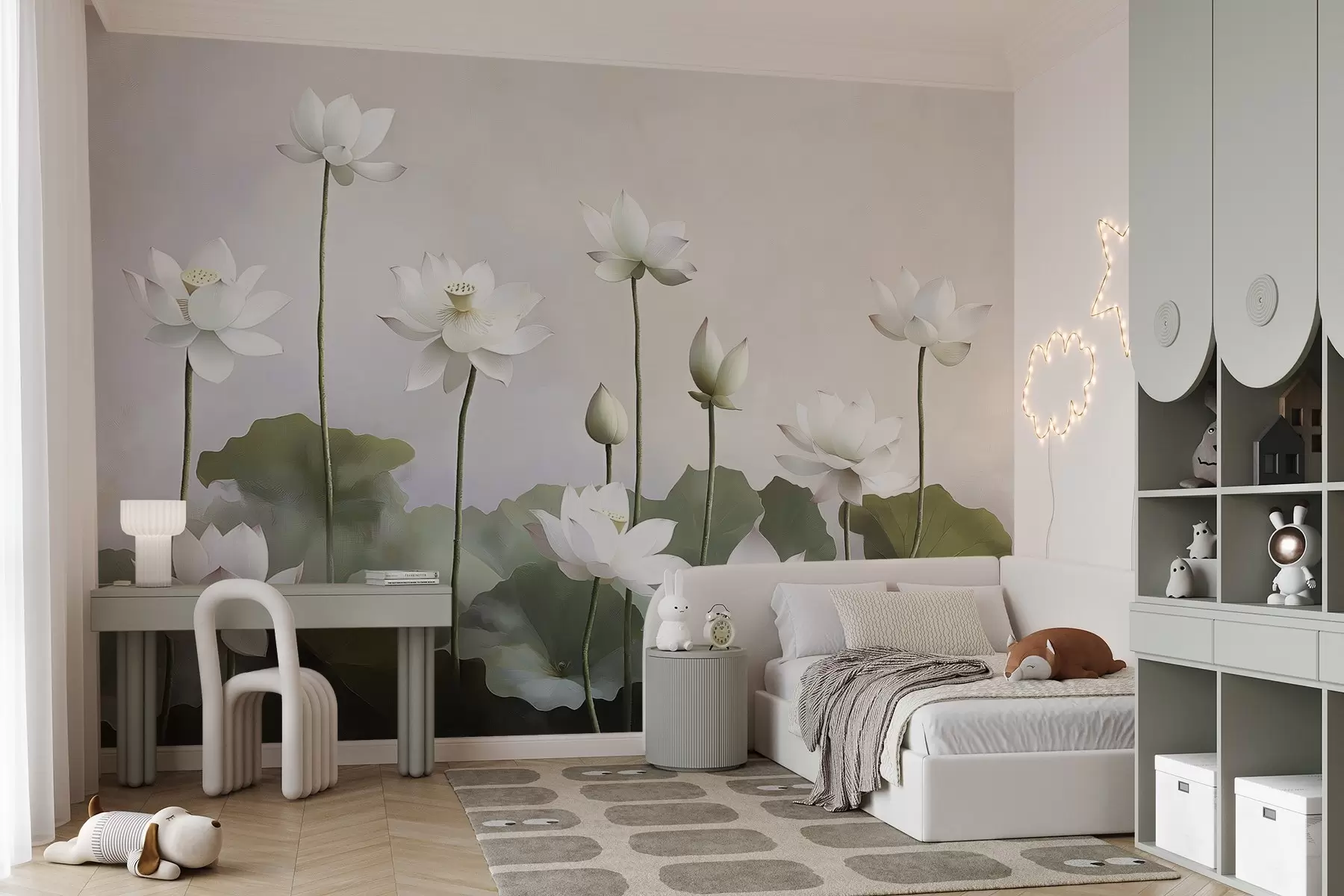 Fototapete Weiße zarte Lotosblüten w08596