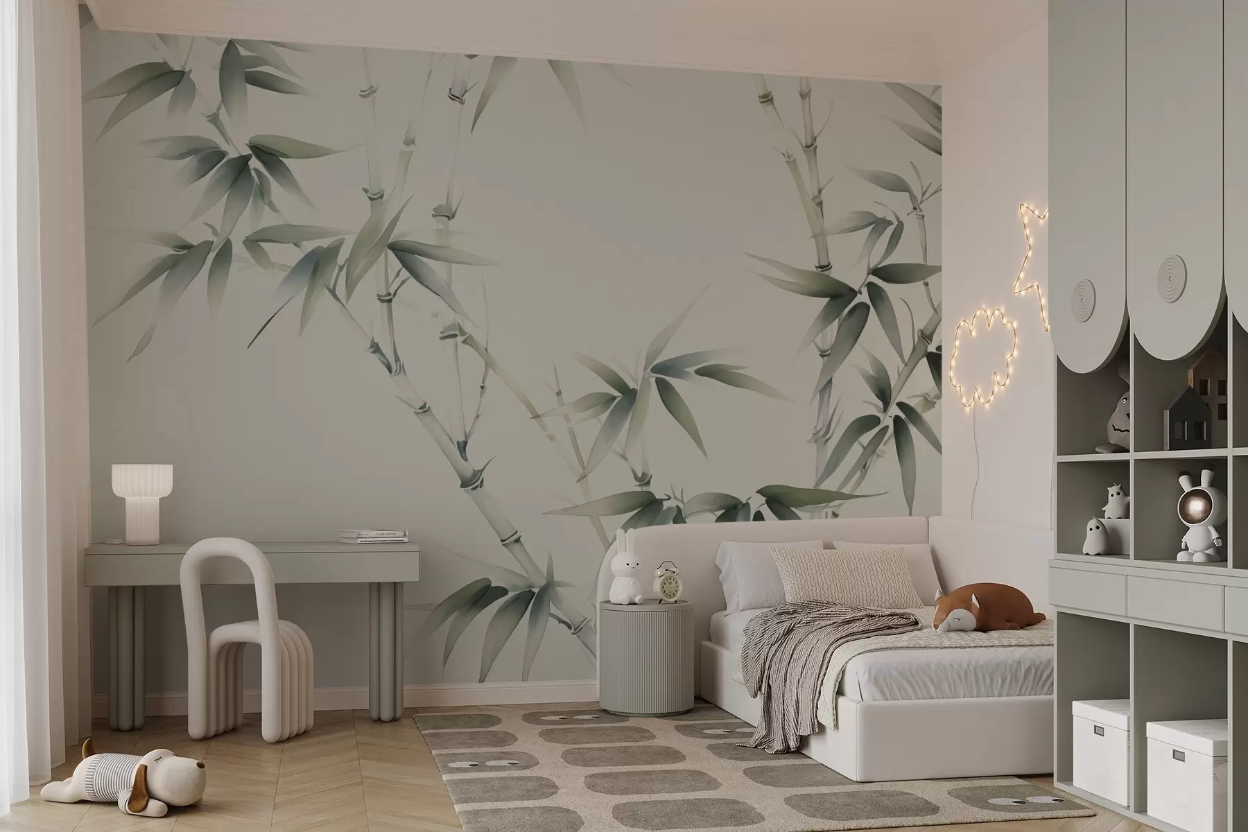 Fototapete Bambusimitation im Aquarellstil w02709