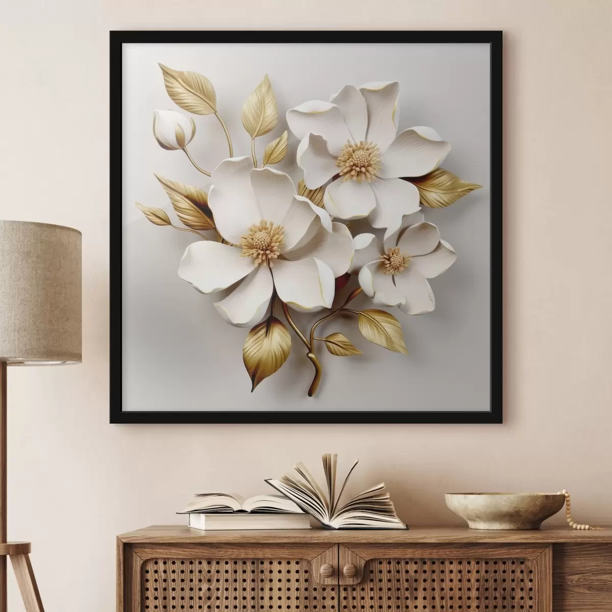 Poster Große Blumen auf hellem Hintergrund f42175