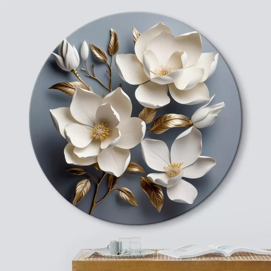 Wandbilder Große Blumen auf hellgrauem Hintergrund r42174