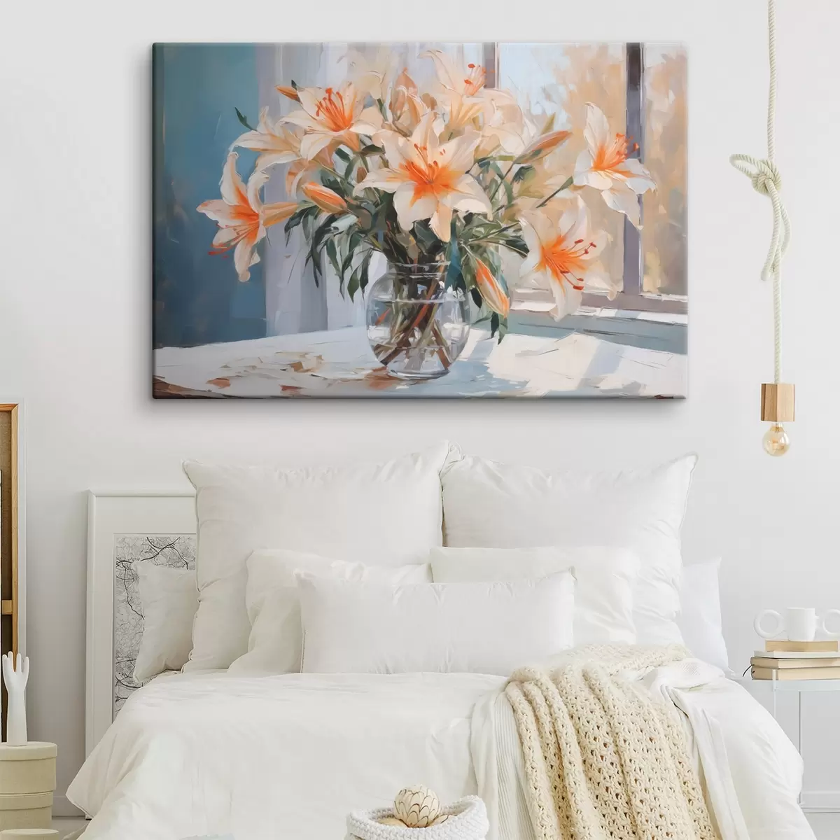 Wandbilder Lilien in einer Glasvase Nachahmung der Malerei s42359