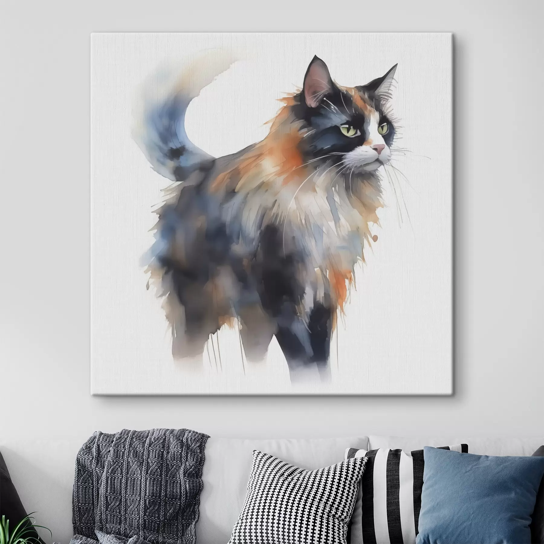 Wandbilder Katze Nachahmung eines verschwommenen Aquarells s42368