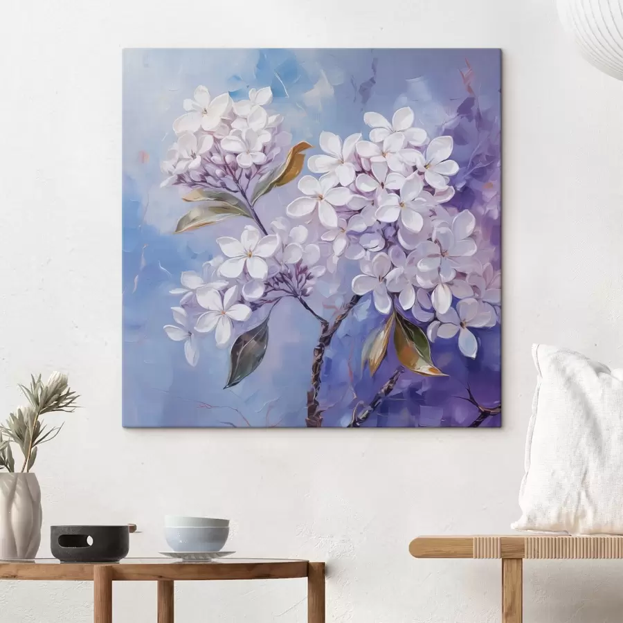 Wandbilder Fliederzweig Nachahmung eines unscharfen Gemäldes s42370