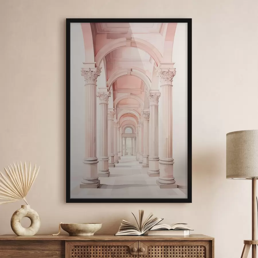 Fototapete Architektonische Struktur mit Säulen Nachahmung von Aquarell f42361