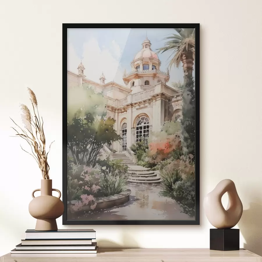 Fototapete Garten in der Nähe des Hauses Nachahmung Aquarell f42362