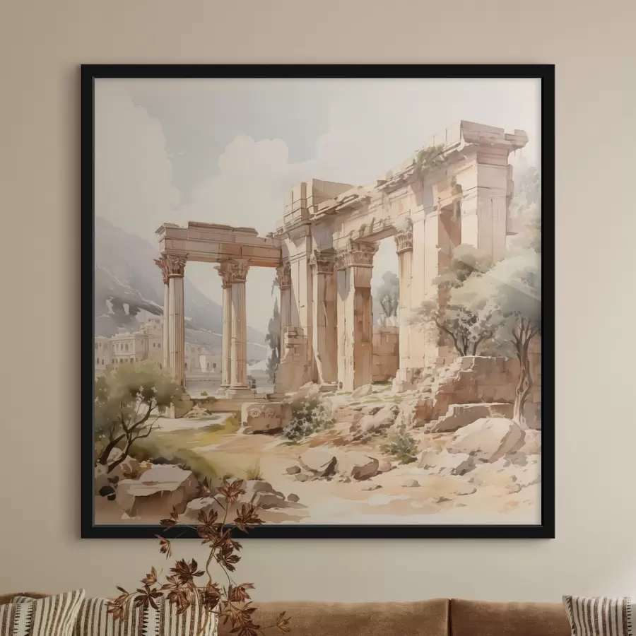 Fototapete Antike Ruinen Nachahmung Aquarell f42366