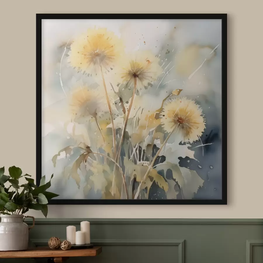 Wandbilder Pusteblumen Nachahmung eines verschwommenen Aquarells f42369