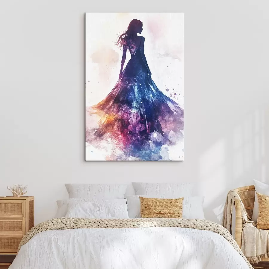 Wandbilder Silhouette eines Mädchens im Aquarellstil s42078