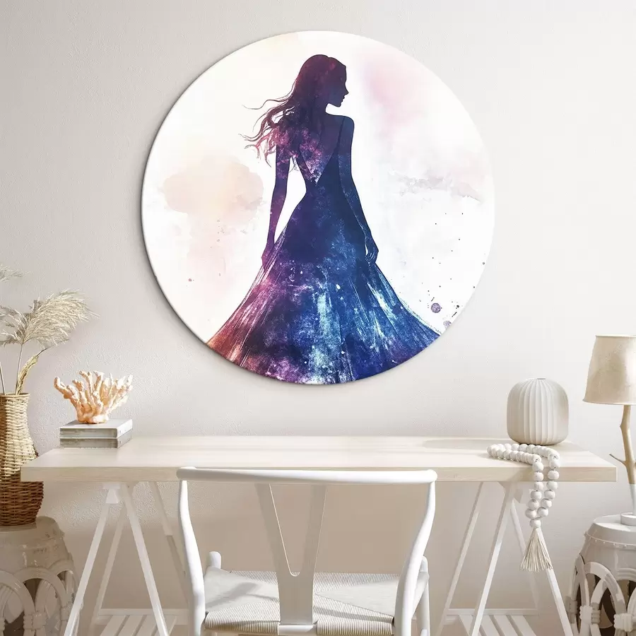 Wandbilder Silhouette eines Mädchens im Aquarellstil r42078