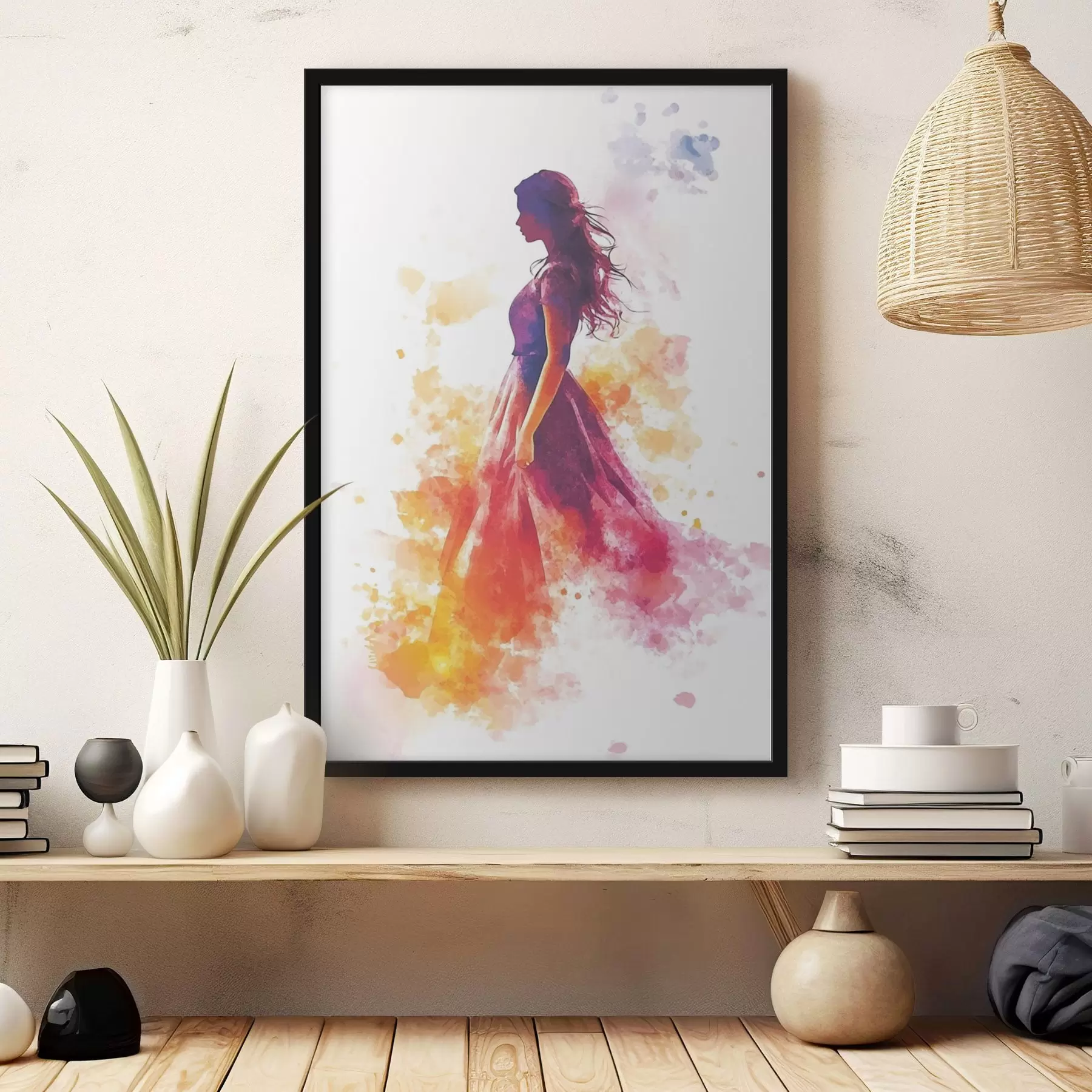 Fototapete Porträt eines Mädchens im Aquarellstil f42080