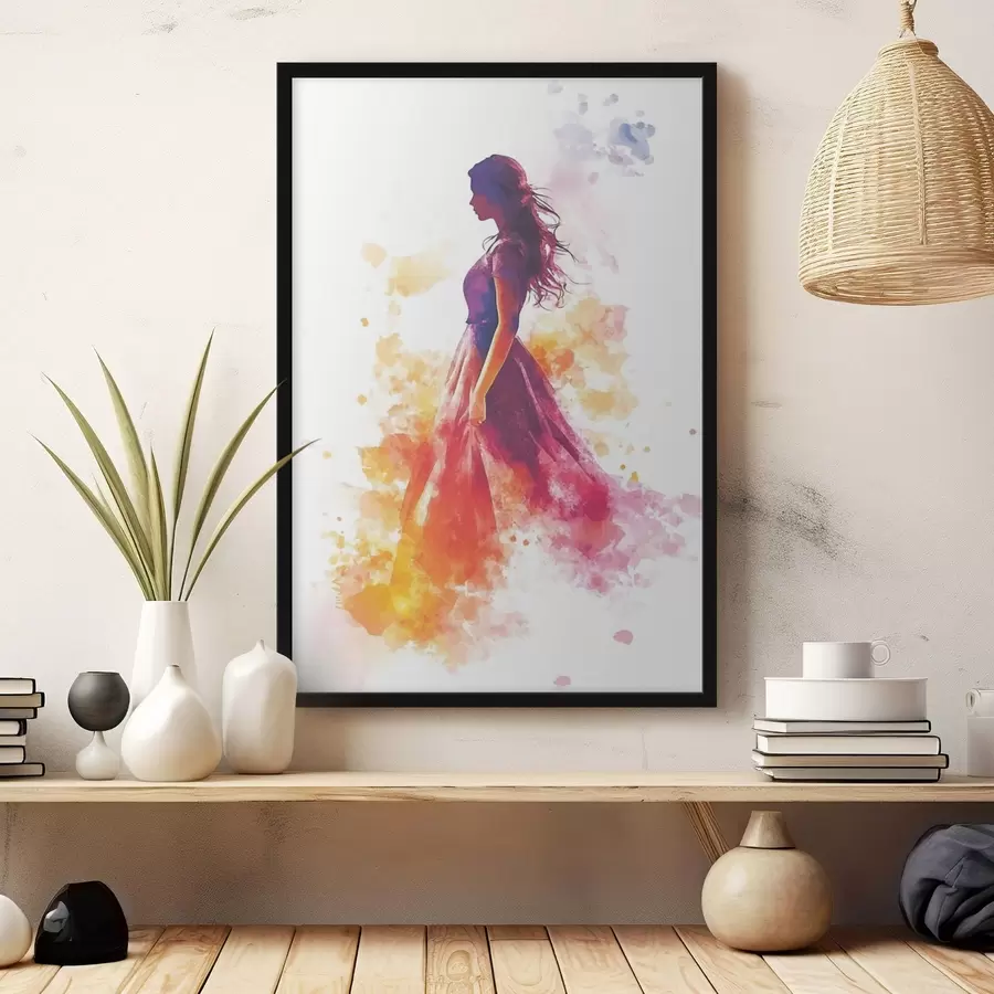 Fototapete Porträt eines Mädchens im Aquarellstil f42080