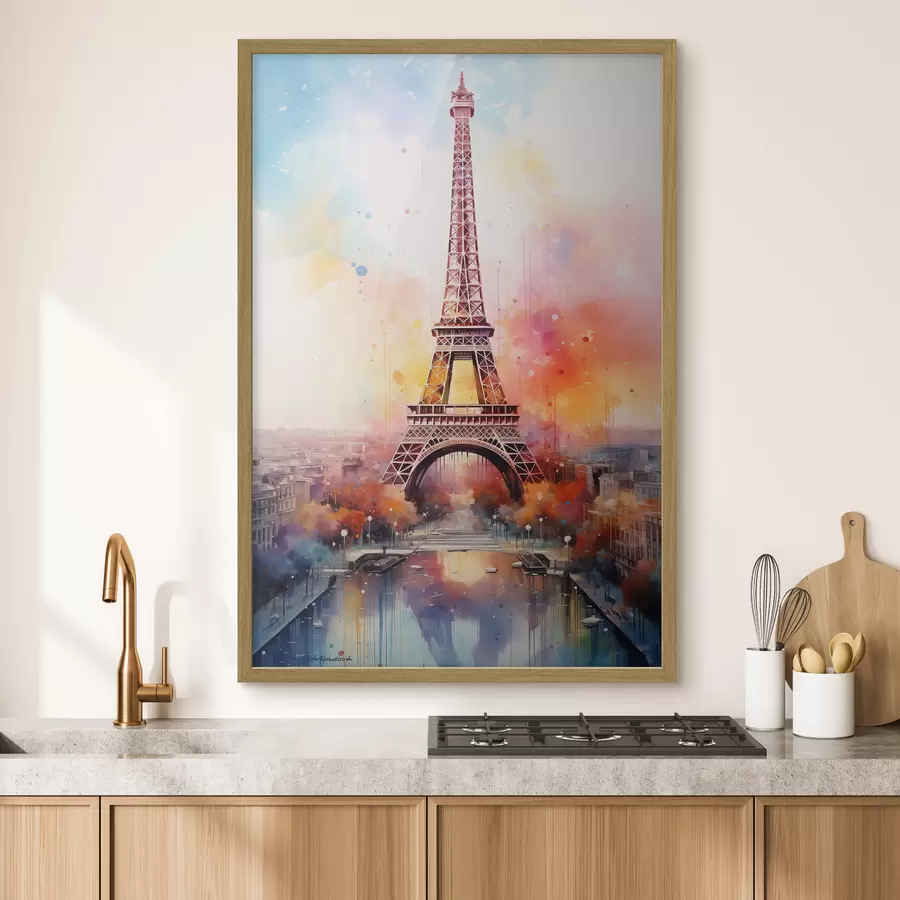 Fototapete Paris auf einem Hintergrund aus Aquarellspritzern f42081