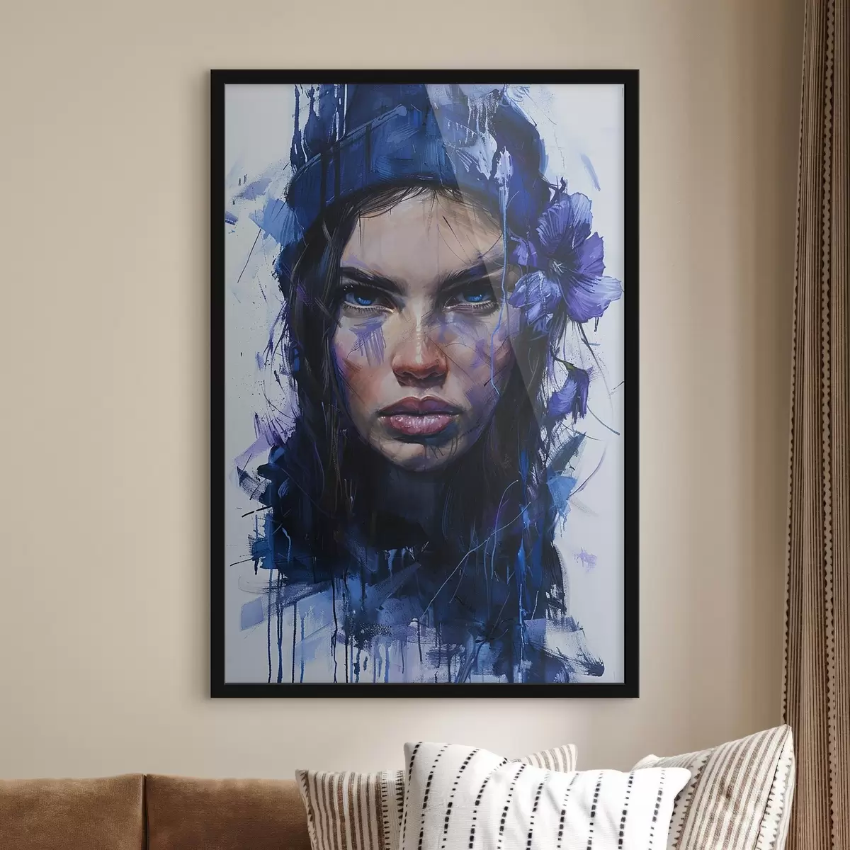 Poster Porträt eines Mädchens im Aquarellstil f42086