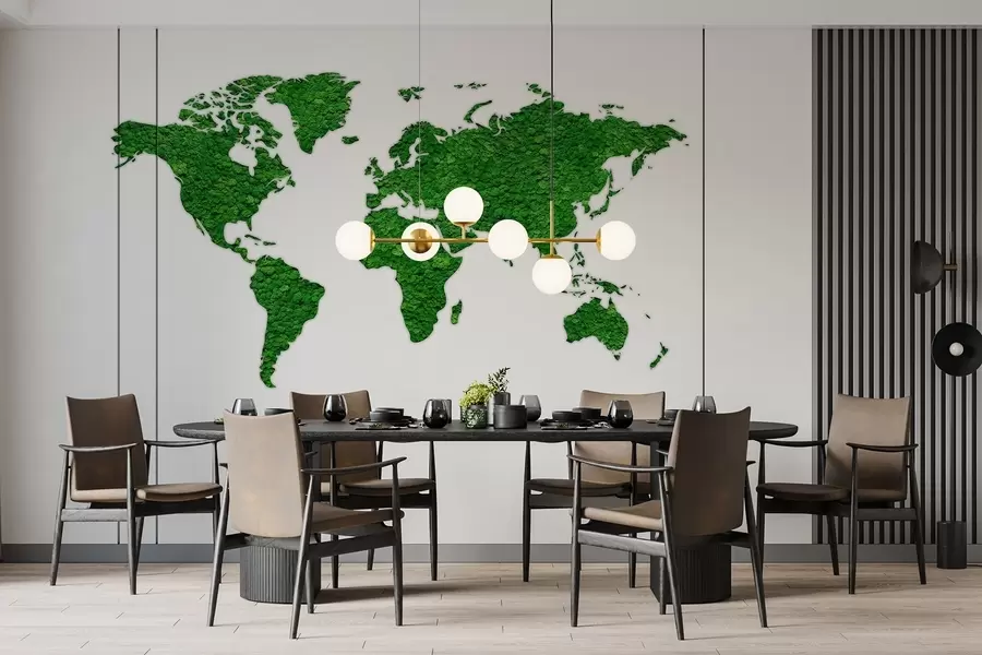 Fototapete Weltkarte mit Moos, Natur, grüne Farbpalette w02657