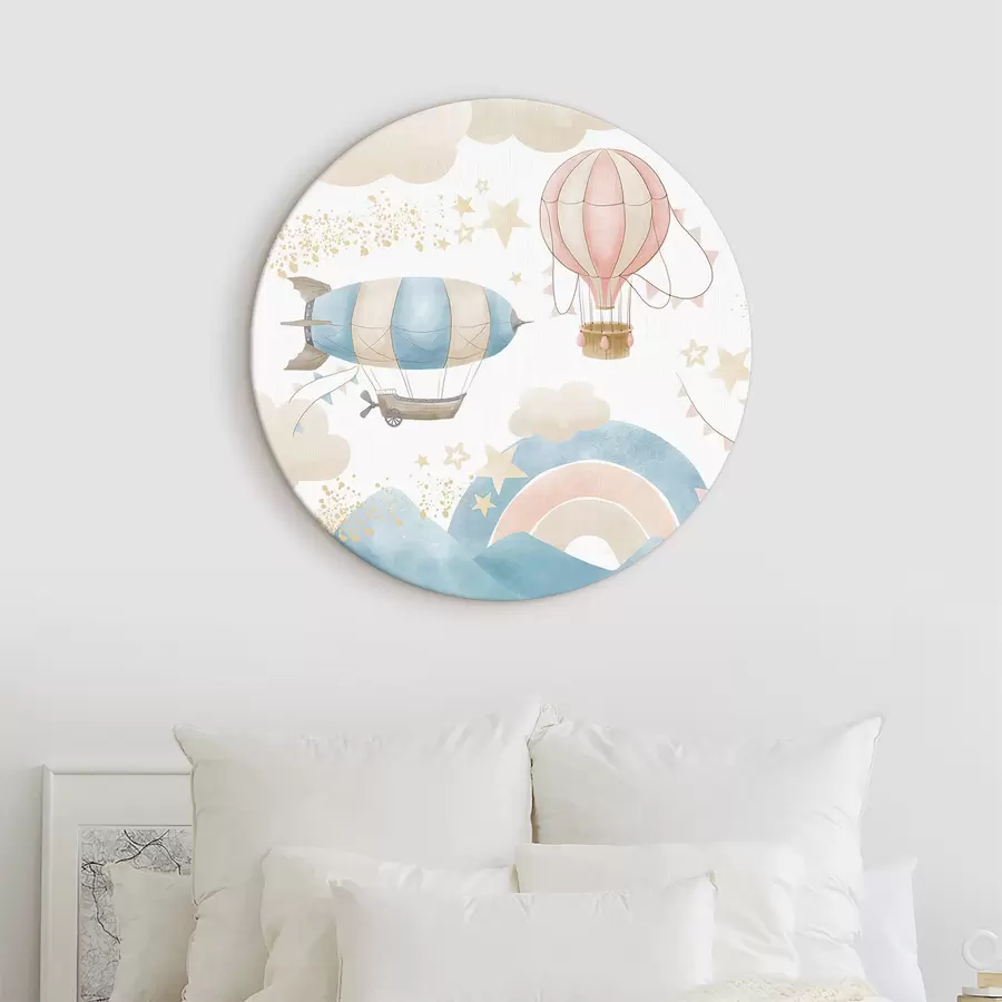 Wandbilder Heißluftballons mit Wolken und Regenbogen r32431