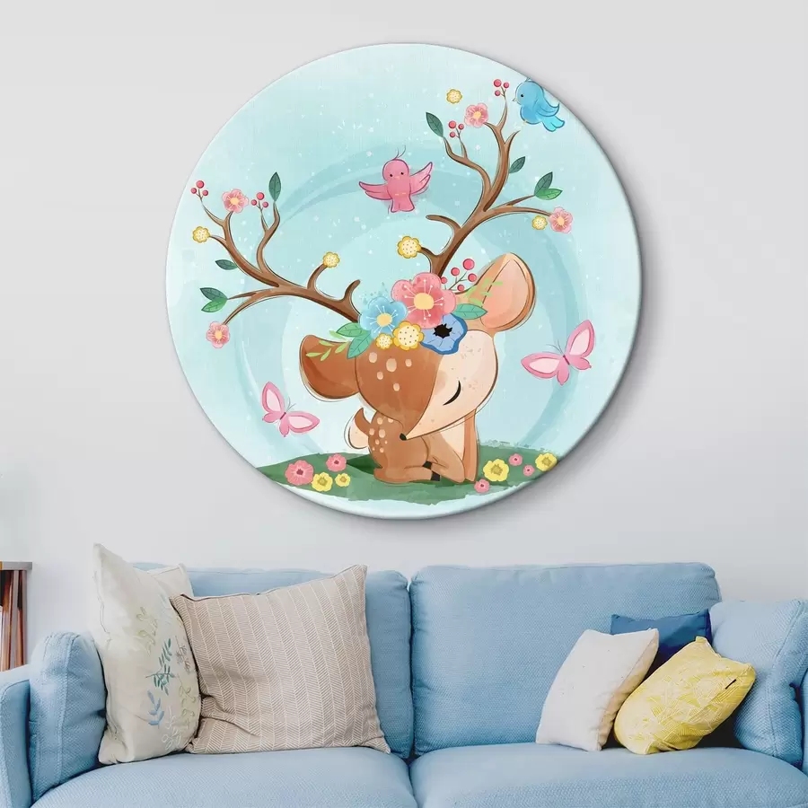 Wandbilder Niedliche Hirsche mit Blumen r32795