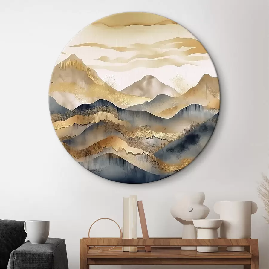 Wandbilder Abstrakter Hintergrund mit Bergen in Beige und Grau mit Elementen auf weißem Hintergrund r34462