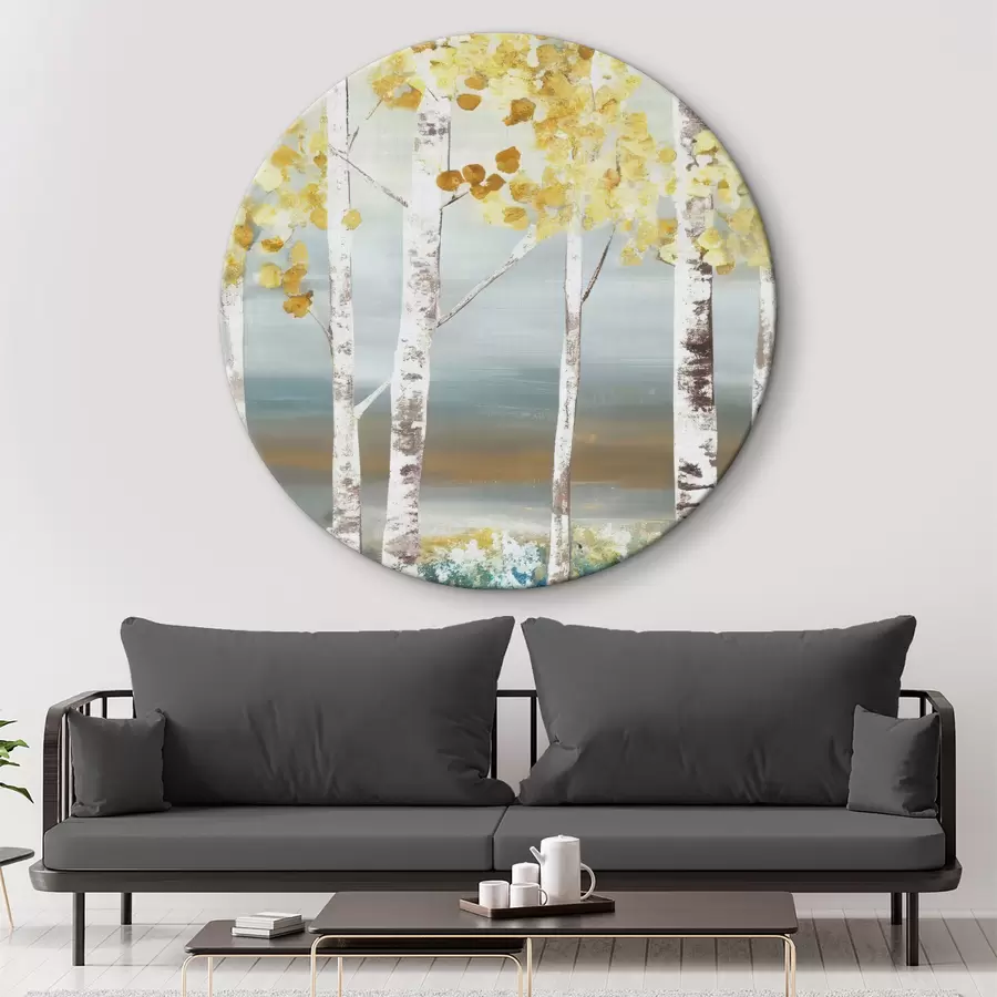 Wandbilder Ölgemälde mit Birken vor dem Hintergrund des regnerischen Wetters r34602