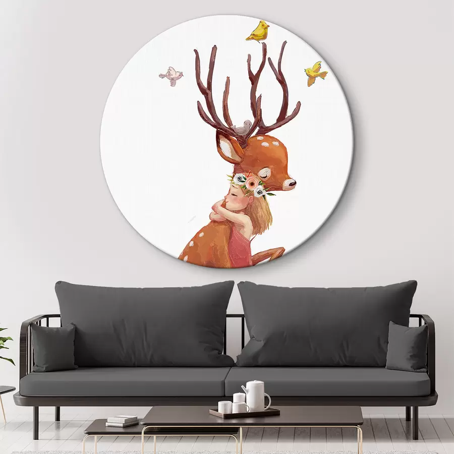 Wandbilder Hirschfee und Mädchen r34998