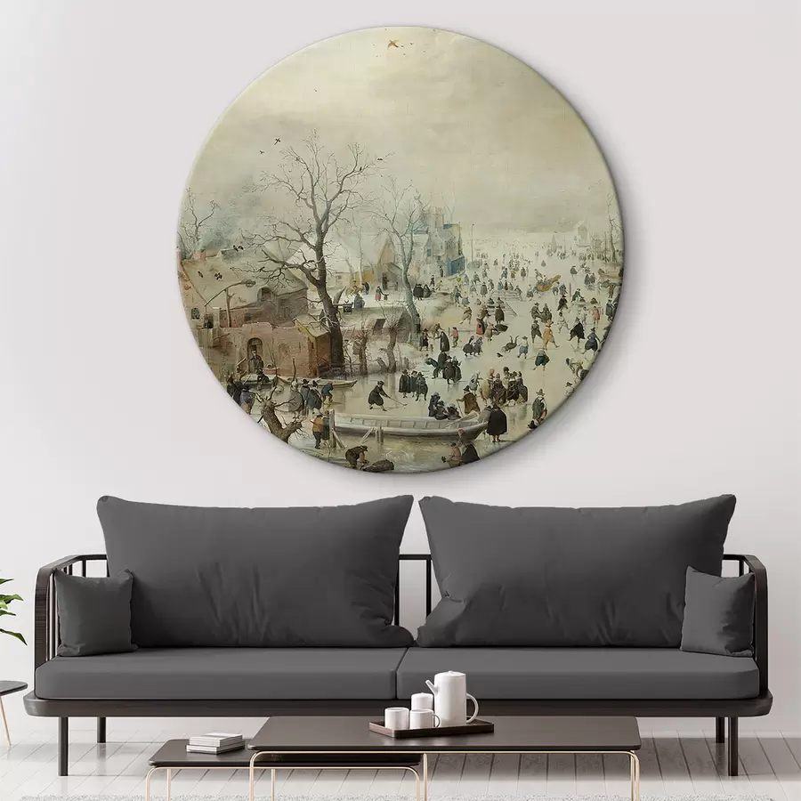 Wandbilder Winterlandschaft mit Schlittschuhläufern, Hendrik Averkamp, 1608 r35171