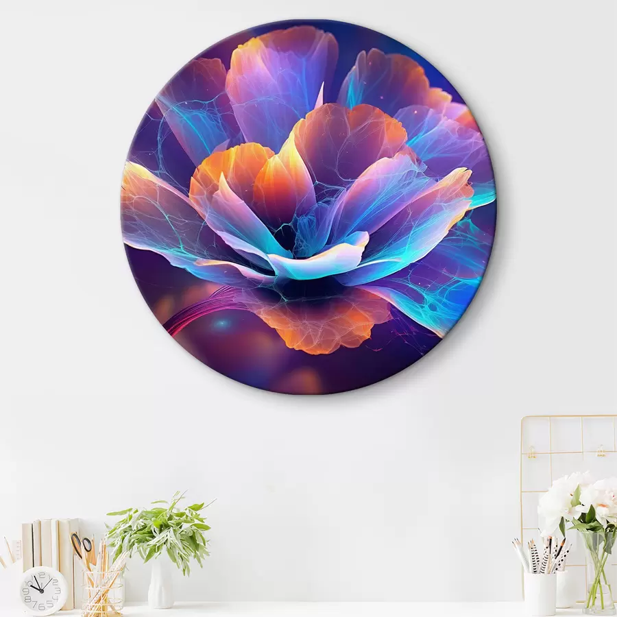 Wandbilder neonleuchtender Rahmen mit Blumen r35334